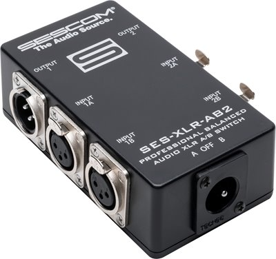 SES-XLR-AB2 Two Source to One Destination 2-Channel Balanced Passive XLR A/B Stereo Audio Switch